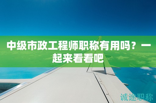 2024年中級市政工程師職稱有用嗎？一起來看看吧