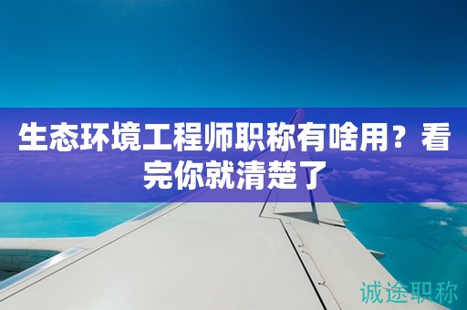 生態(tài)環(huán)境工程師職稱有啥用？看完你就清楚了