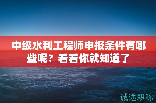 2024年中級(jí)水利工程師申報(bào)條件有哪些呢？看看你就知道了
