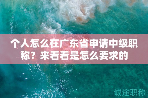 個人怎么在廣東省申請中級職稱？來看看是怎么要求的