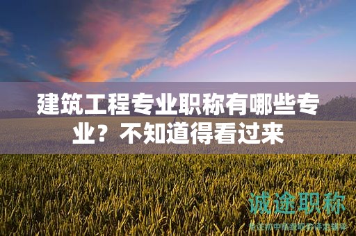 建筑工程專業(yè)職稱有哪些專業(yè)？不知道得看過來