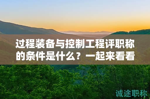 過程裝備與控制工程評職稱的條件是什么？一起來看看吧