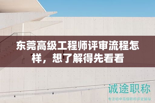 東莞高級工程師評審流程怎樣，想了解得先看看