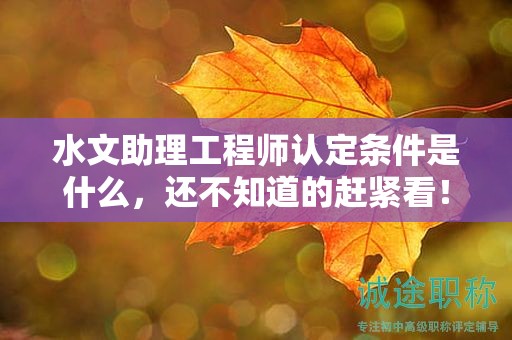 2024年水文助理工程師認定條件是什么，還不知道的趕緊看！