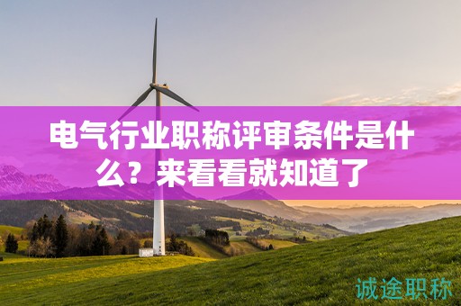 2024年電氣行業(yè)職稱評審條件是什么？來看看就知道了