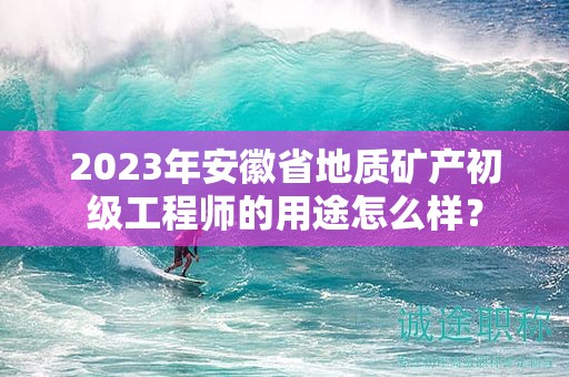 2023年安徽省地質(zhì)礦產(chǎn)初級(jí)工程師的用途怎么樣？