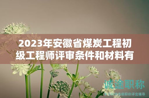 2023年安徽省煤炭工程初級工程師評審條件和材料有哪些？