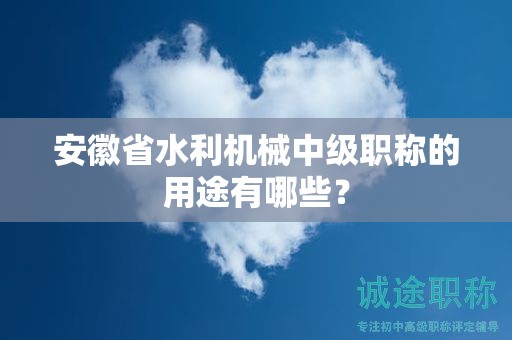 安徽省水利機械中級職稱的用途有哪些？