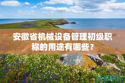 安徽省機械設(shè)備管理初級職稱的用途有哪些？