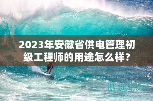 2023年安徽省供電管理初級工程師的用途怎么樣？