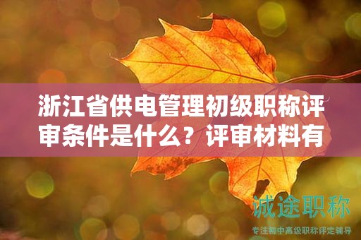 浙江省供電管理初級職稱評審條件是什么？評審材料有哪些？