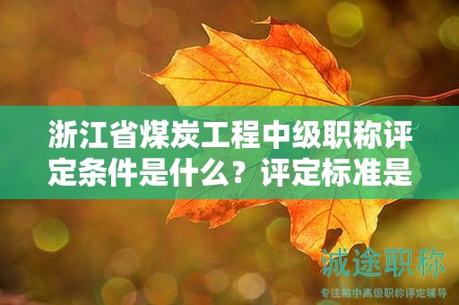 浙江省煤炭工程中級職稱評定條件是什么？評定標(biāo)準(zhǔn)是什么？