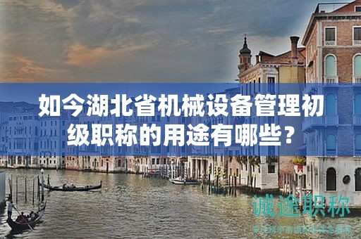 如今湖北省機(jī)械設(shè)備管理初級職稱的用途有哪些？