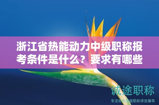 浙江省熱能動(dòng)力中級職稱報(bào)考條件是什么？要求有哪些？