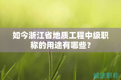 如今浙江省地質(zhì)工程中級職稱的用途有哪些？