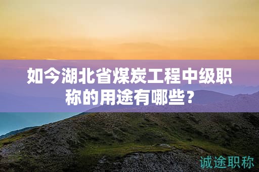 如今湖北省煤炭工程中級職稱的用途有哪些？