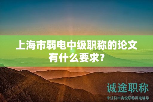 上海市弱電中級(jí)職稱的論文有什么要求？