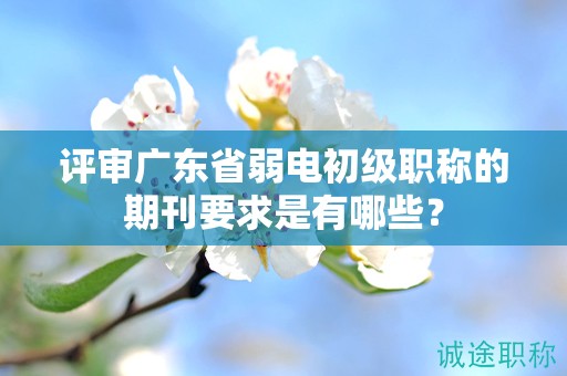 評(píng)審廣東省弱電初級(jí)職稱的期刊要求是有哪些？
