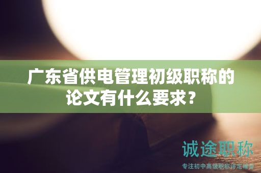 廣東省供電管理初級職稱的論文有什么要求？