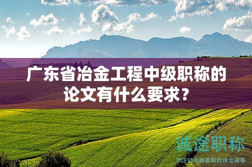 廣東省冶金工程中級職稱的論文有什么要求？