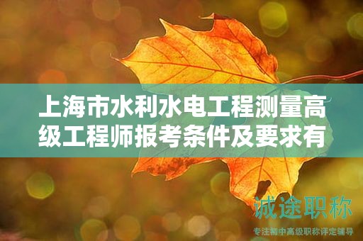 上海市水利水電工程測量高級工程師報考條件及要求有哪些，怎么做才能通過？