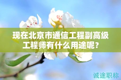 現(xiàn)在北京市通信工程副高級工程師有什么用途呢？