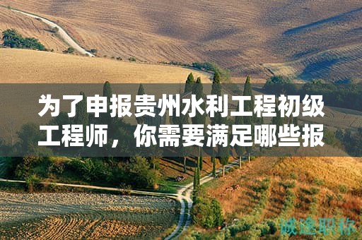 為了申報(bào)貴州水利工程初級(jí)工程師，你需要滿足哪些報(bào)考條件及要求？