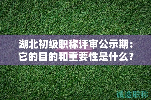 湖北初級(jí)職稱評(píng)審公示期：它的目的和重要性是什么？