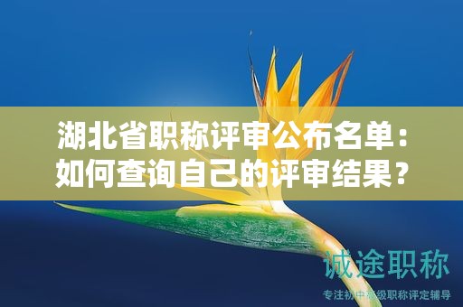 湖北省職稱評審公布名單：如何查詢自己的評審結(jié)果？