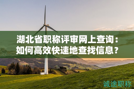 湖北省職稱(chēng)評(píng)審網(wǎng)上查詢(xún)：如何高效快速地查找信息？