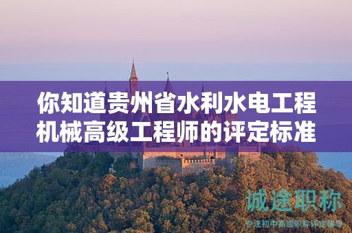 你知道貴州省水利水電工程機(jī)械高級(jí)工程師的評(píng)定標(biāo)準(zhǔn)是什么嗎？
