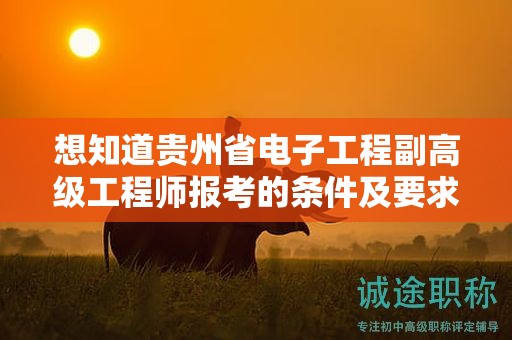 想知道貴州省電子工程副高級工程師報考的條件及要求嗎？
