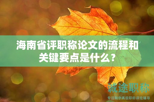 海南省評(píng)職稱論文的流程和關(guān)鍵要點(diǎn)是什么？