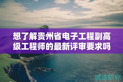 想了解貴州省電子工程副高級(jí)工程師的最新評(píng)審要求嗎？