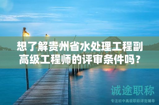 想了解貴州省水處理工程副高級(jí)工程師的評(píng)審條件嗎？