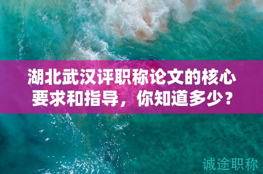 湖北武漢評(píng)職稱(chēng)論文的核心要求和指導(dǎo)，你知道多少？