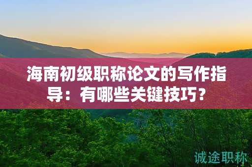 海南初級(jí)職稱論文的寫作指導(dǎo)：有哪些關(guān)鍵技巧？