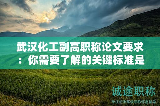武漢化工副高職稱論文要求：你需要了解的關(guān)鍵標(biāo)準(zhǔn)是什么？