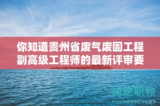 你知道貴州省廢氣廢固工程副高級工程師的最新評審要求嗎？