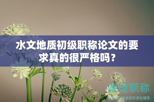 水文地質(zhì)初級職稱論文的要求真的很嚴(yán)格嗎？