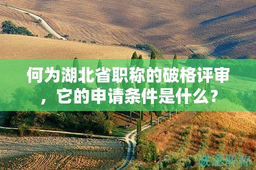 何為湖北省職稱的破格評(píng)審，它的申請條件是什么？
