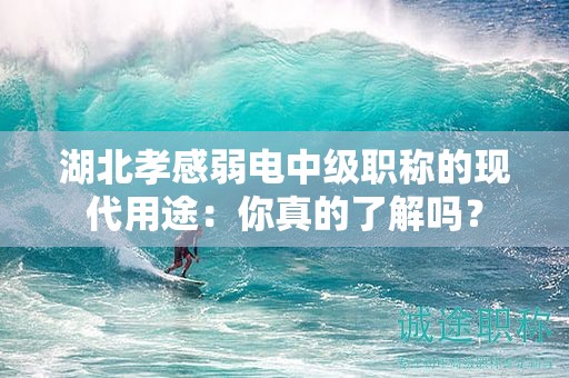 湖北孝感弱電中級(jí)職稱的現(xiàn)代用途：你真的了解嗎？