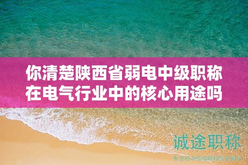 你清楚陜西省弱電中級(jí)職稱在電氣行業(yè)中的核心用途嗎？