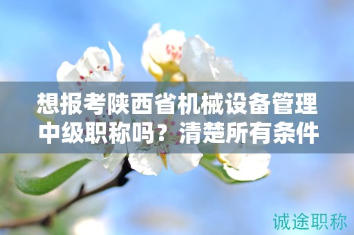想報考陜西省機械設(shè)備管理中級職稱嗎？清楚所有條件和要求了嗎？