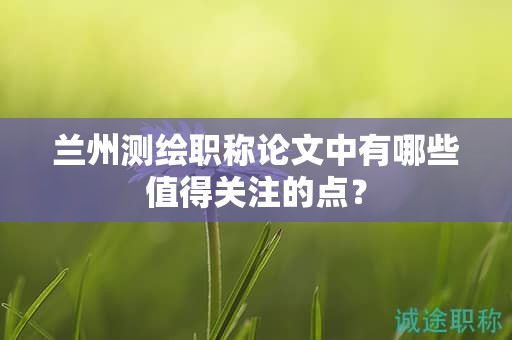 蘭州測(cè)繪職稱(chēng)論文中有哪些值得關(guān)注的點(diǎn)？