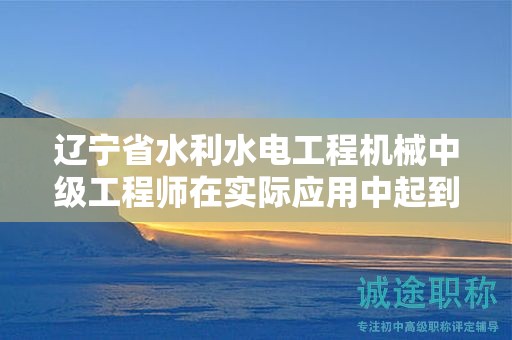 遼寧省水利水電工程機械中級工程師在實際應(yīng)用中起到了什么作用？