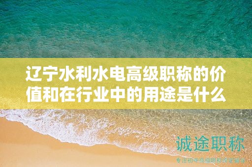 遼寧水利水電高級(jí)職稱的價(jià)值和在行業(yè)中的用途是什么？
