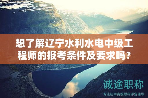 想了解遼寧水利水電中級工程師的報考條件及要求嗎？