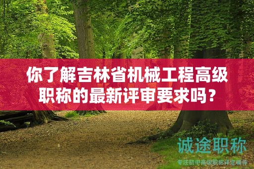 你了解吉林省機(jī)械工程高級職稱的最新評審要求嗎？
