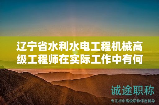 遼寧省水利水電工程機(jī)械高級(jí)工程師在實(shí)際工作中有何用途？